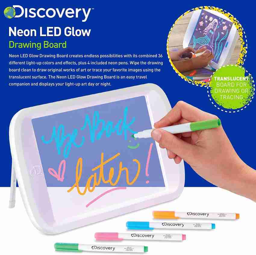 Discovery Kids LED Neon Glow Drawing Light Board - 36 Different